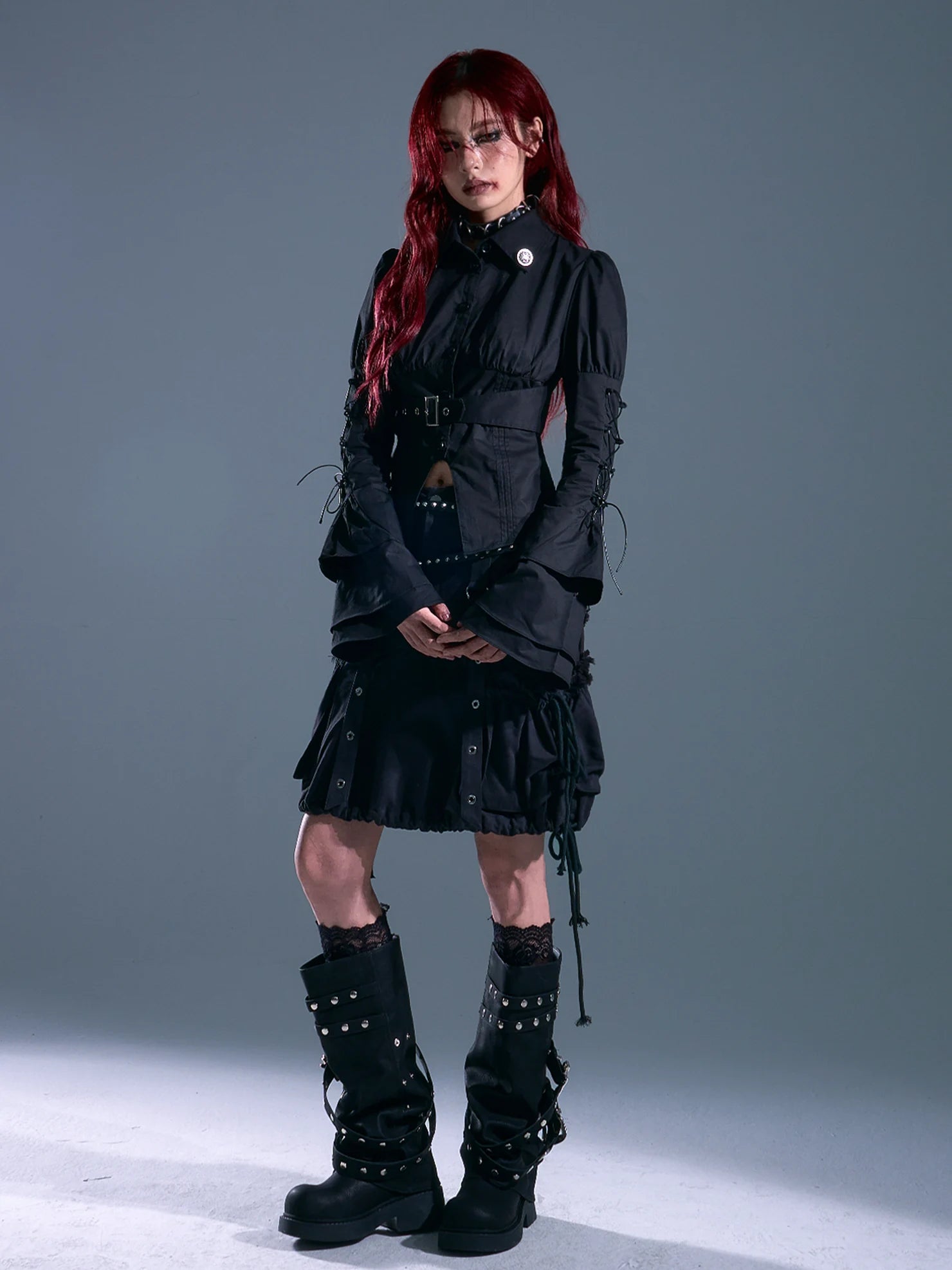 Frustration Garden Gothic Laced Bubble Sleeve Corset Shirt