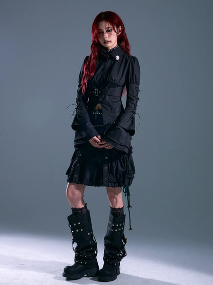 Frustration Garden Gothic Laced Bubble Sleeve Corset Shirt