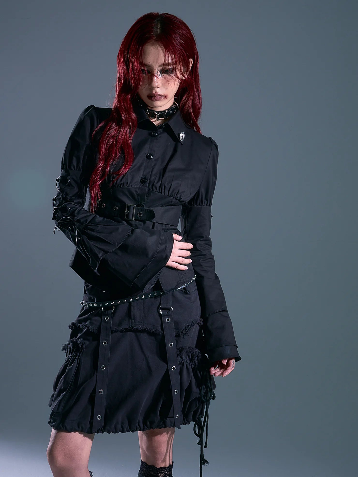 Frustration Garden Gothic Laced Bubble Sleeve Corset Shirt