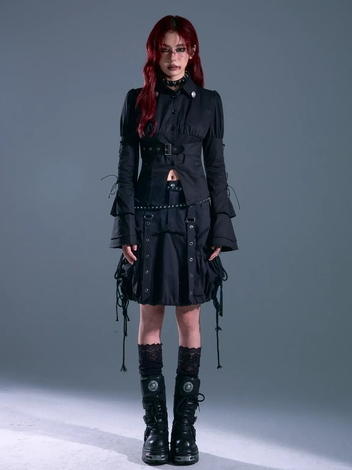 Frustration Garden Gothic Laced Bubble Sleeve Corset Shirt