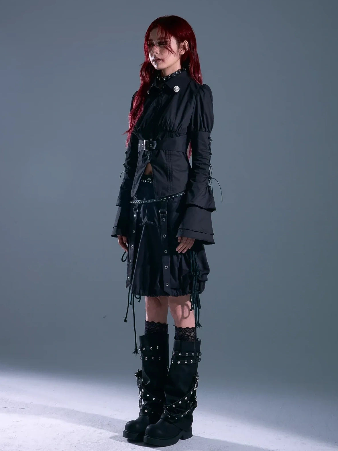 Frustration Garden Gothic Laced Bubble Sleeve Corset Shirt