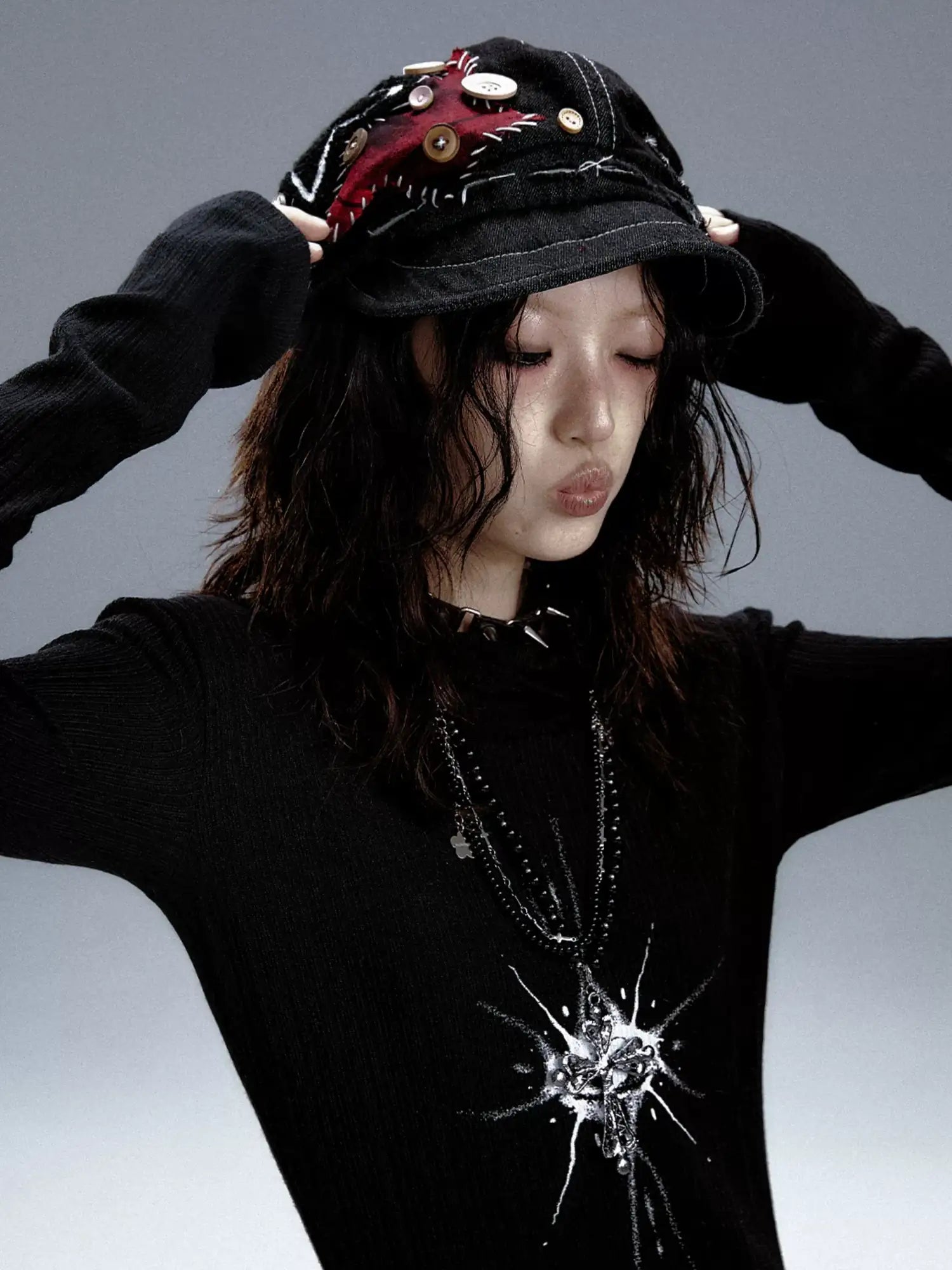 Frustration Garden Handmade Denim Punk Star Beret