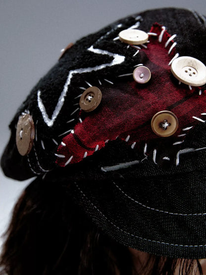 Frustration Garden Handmade Denim Punk Star Beret