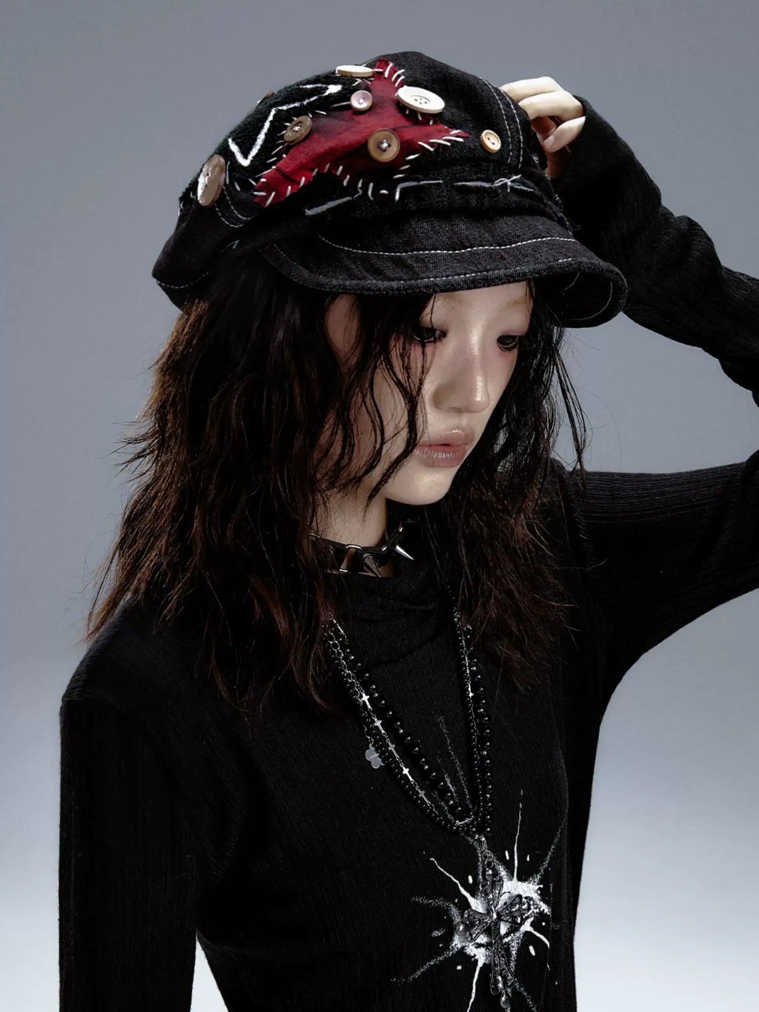 Frustration Garden Handmade Denim Punk Star Beret