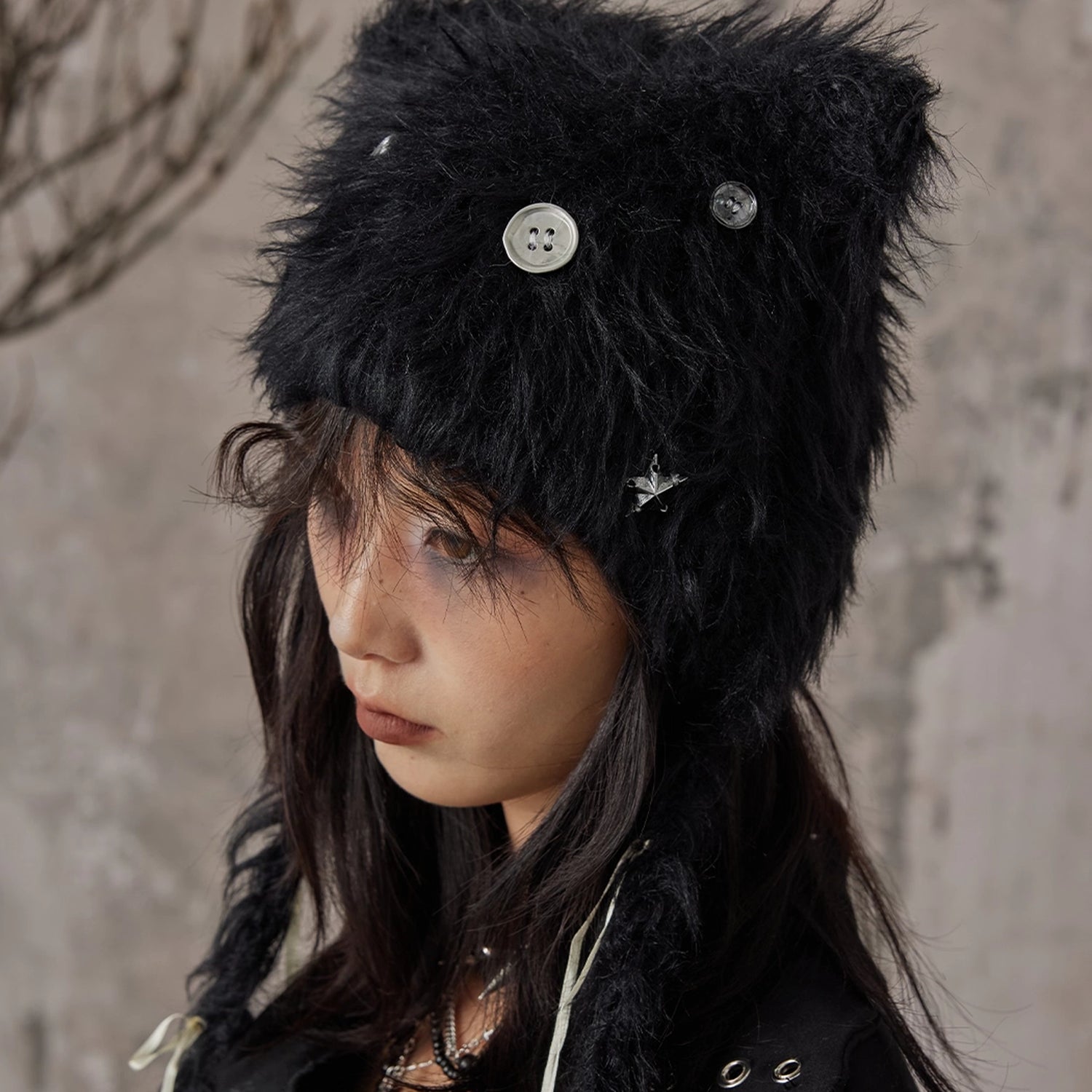 Frustration_Garden_Handmade_Punk_Kitten_Fluffy_Earflap_Braid_Hat_MISSTT