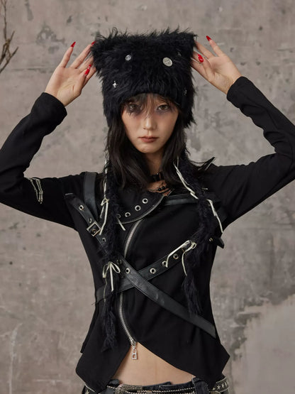 Frustration Garden Handmade Punk Kitten Fluffy Earflap Braid Hat