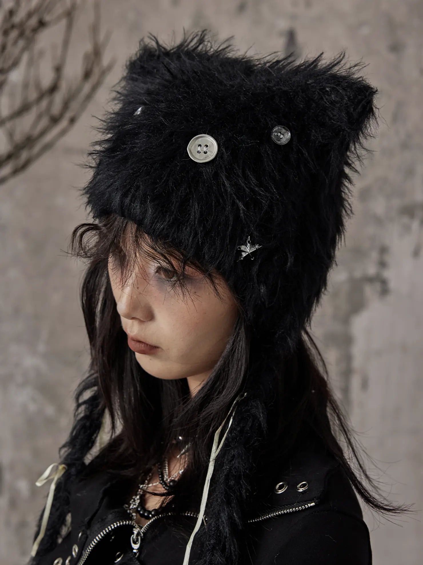 Frustration Garden Handmade Punk Kitten Fluffy Earflap Braid Hat