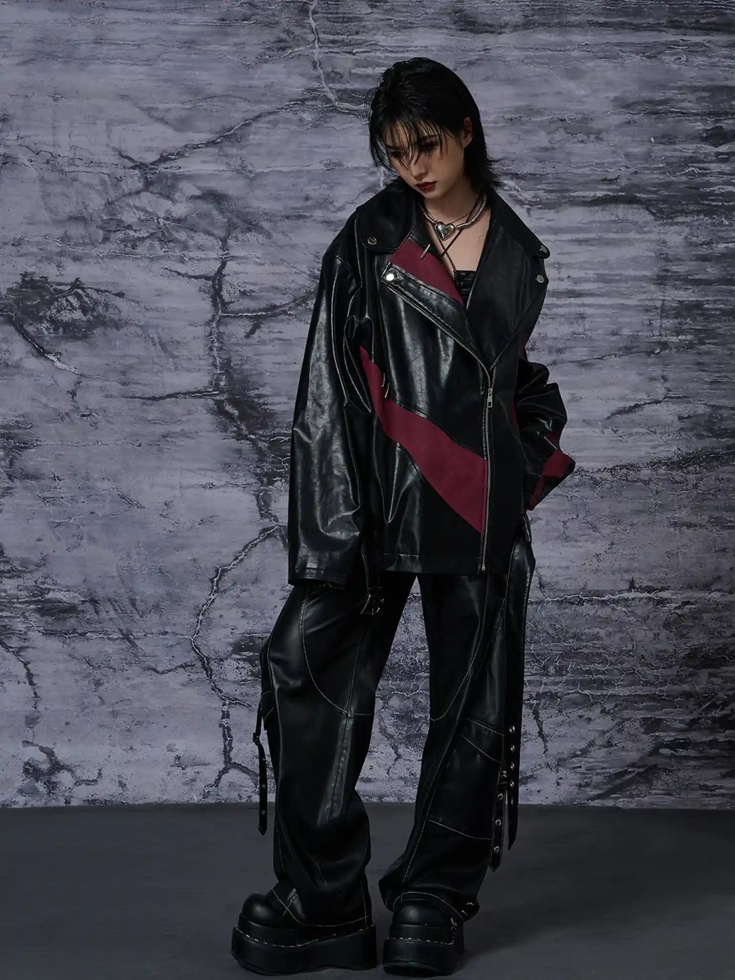 Heavy Distressed Punk Cracked Leather Jacket