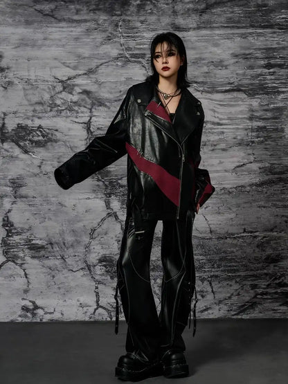 Heavy Distressed Punk Cracked Leather Jacket