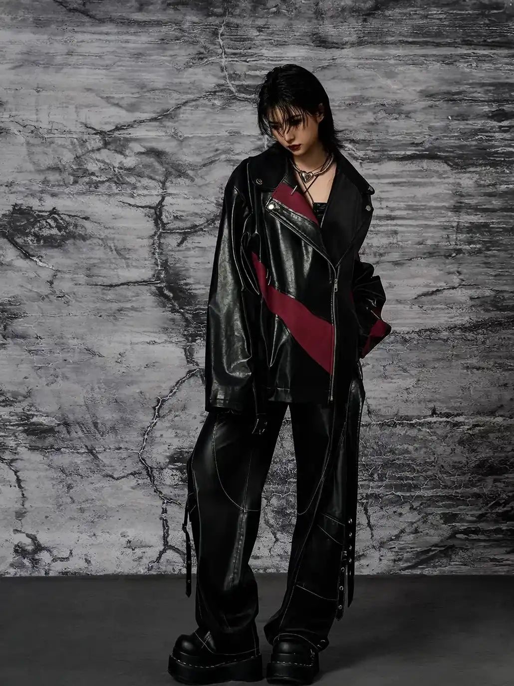 Heavy Distressed Punk Cracked Leather Jacket