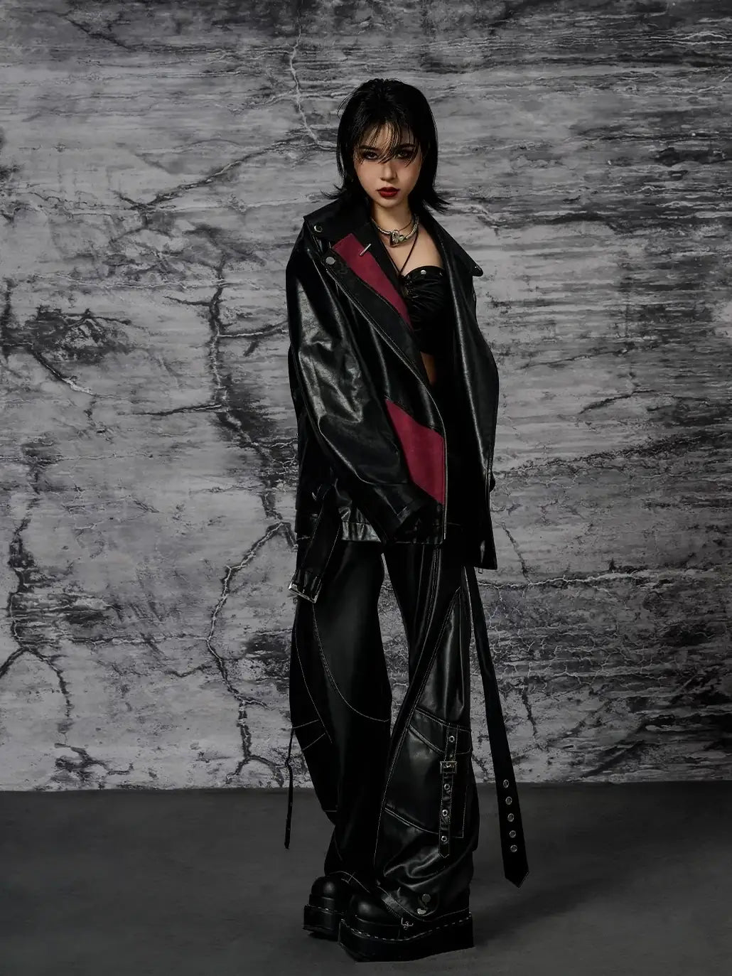 Heavy Distressed Punk Cracked Leather Jacket