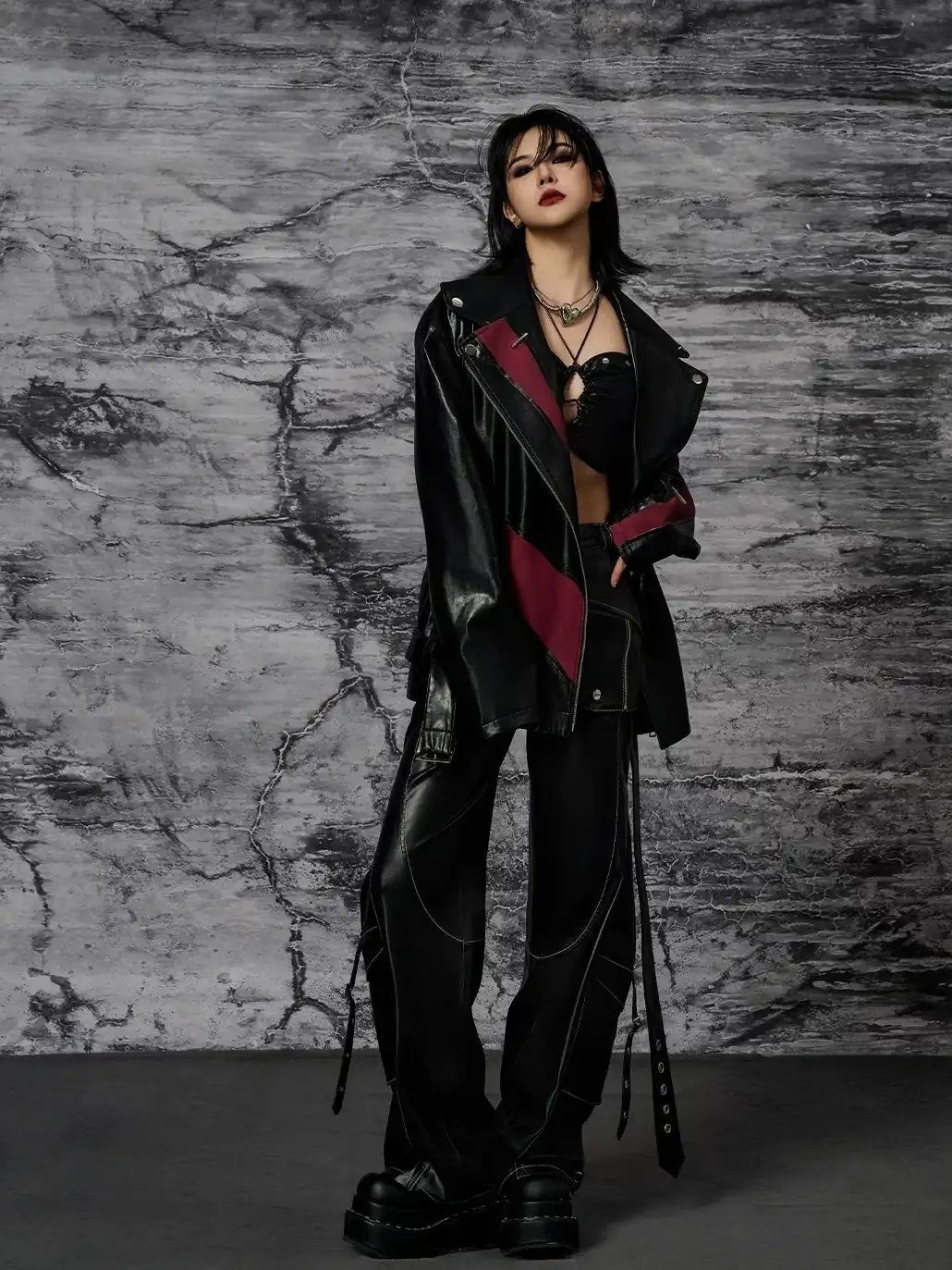 Heavy Distressed Punk Cracked Leather Jacket