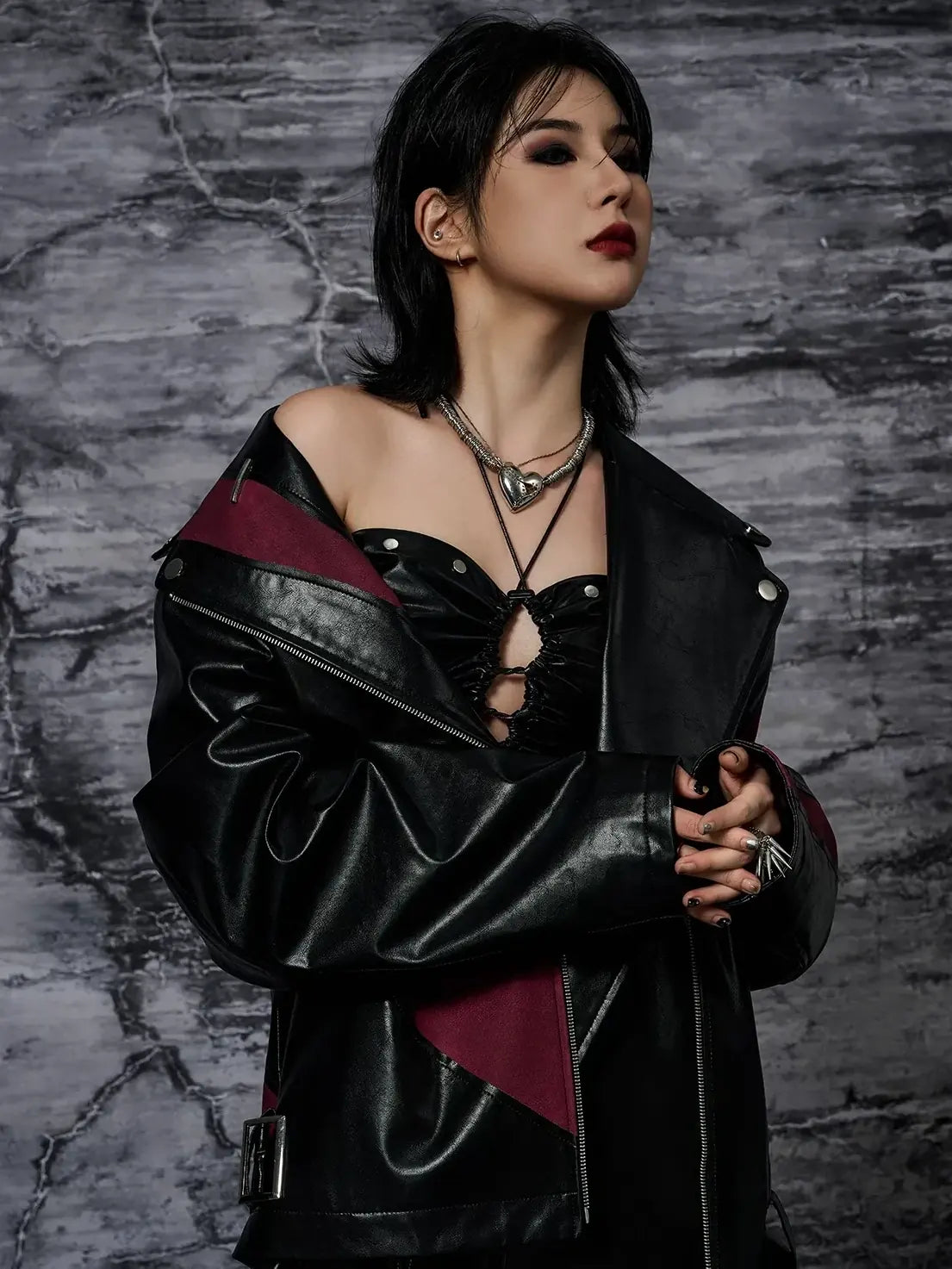 Heavy Distressed Punk Cracked Leather Jacket