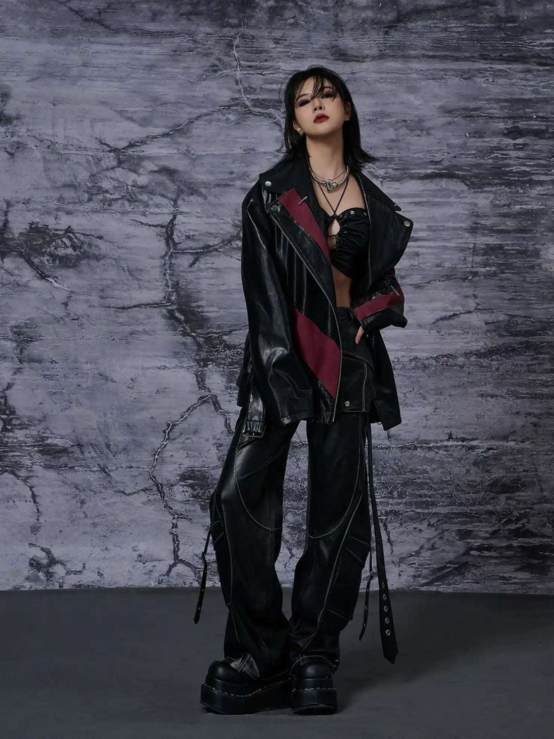 Heavy Distressed Punk Cracked Leather Jacket