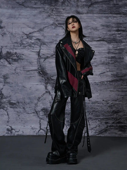 Heavy Distressed Punk Cracked Leather Jacket