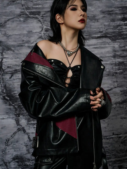 Heavy Distressed Punk Cracked Leather Jacket