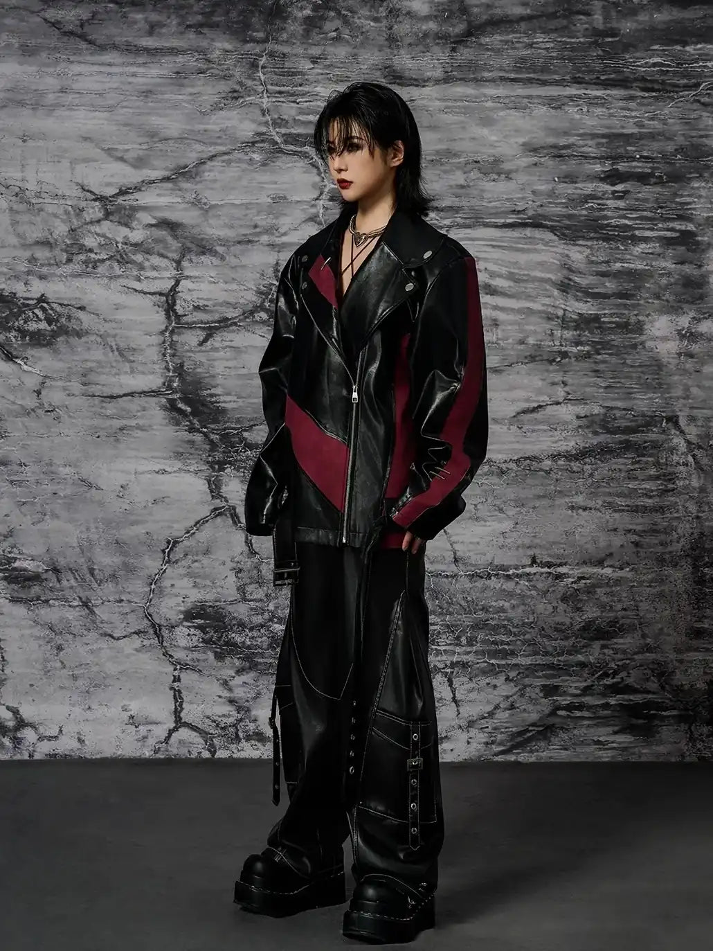 Heavy Distressed Punk Cracked Leather Jacket