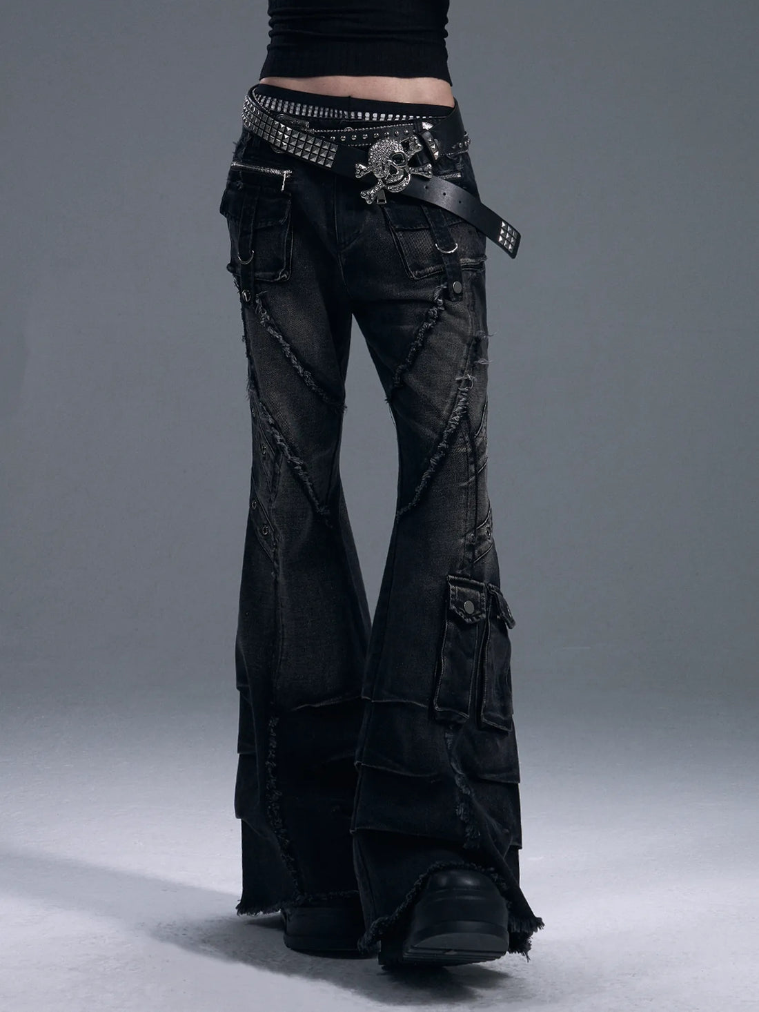 Frustration Garden Heavy Wash Destroyed Flared Jeans