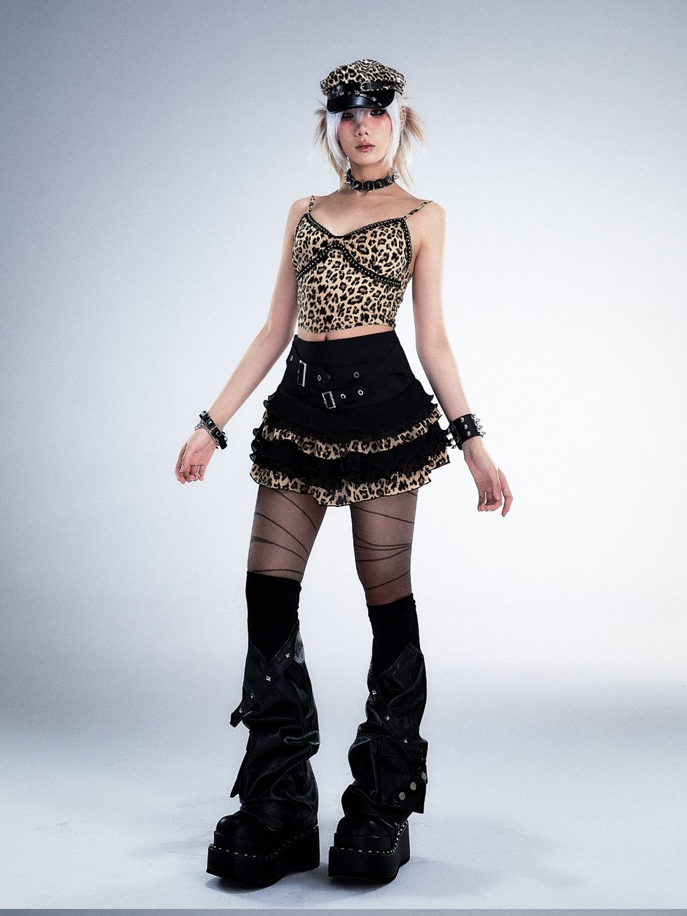 Frustration Garden Leopard Print Studded 3d Embellished Padded Women&