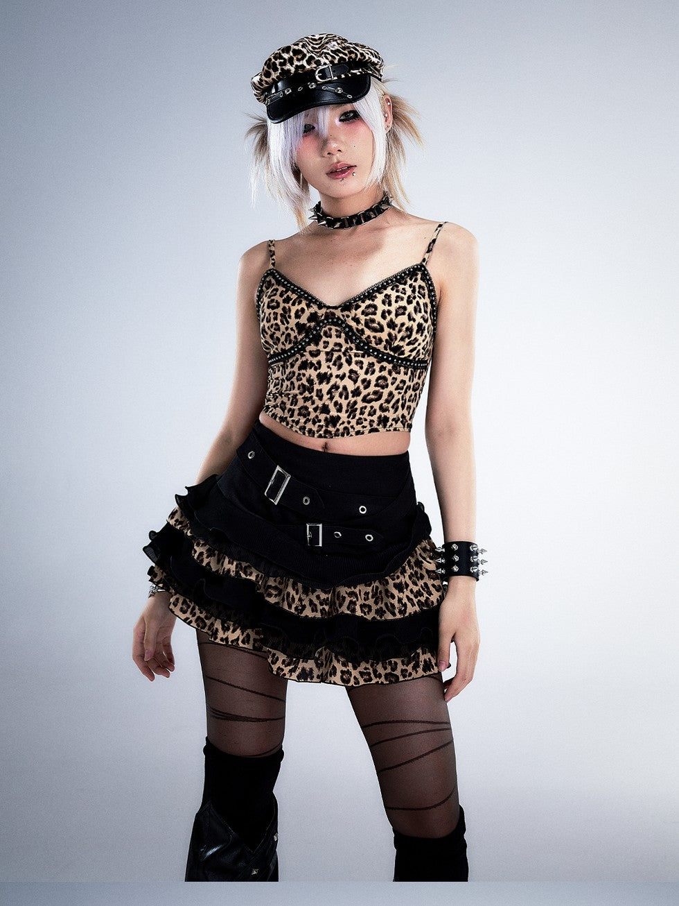 Frustration Garden Leopard Print Studded 3d Embellished Padded Women&