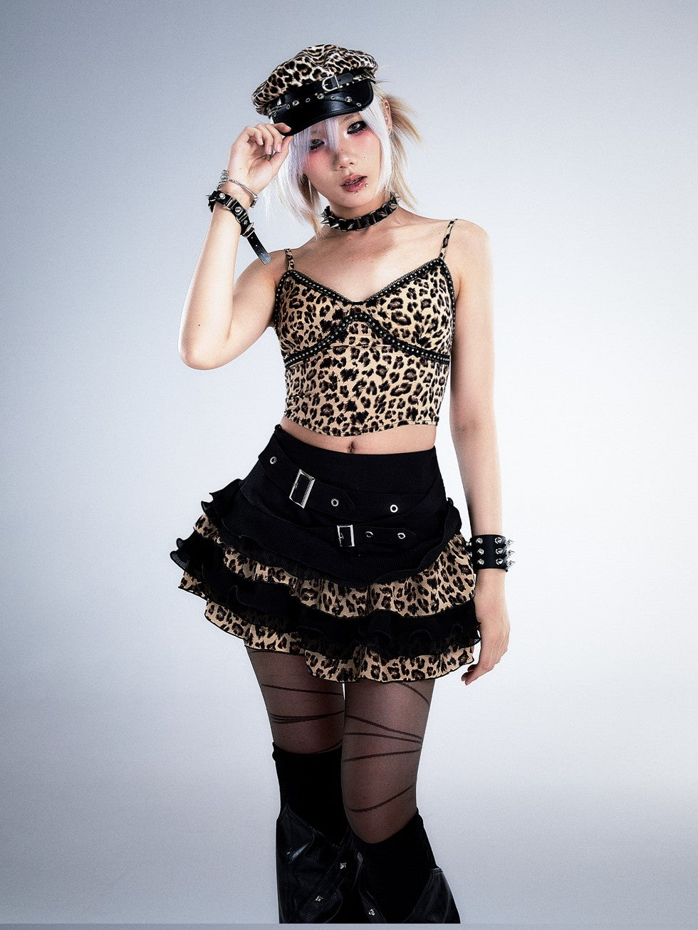 Frustration Garden Leopard Print Studded 3d Embellished Padded Women&