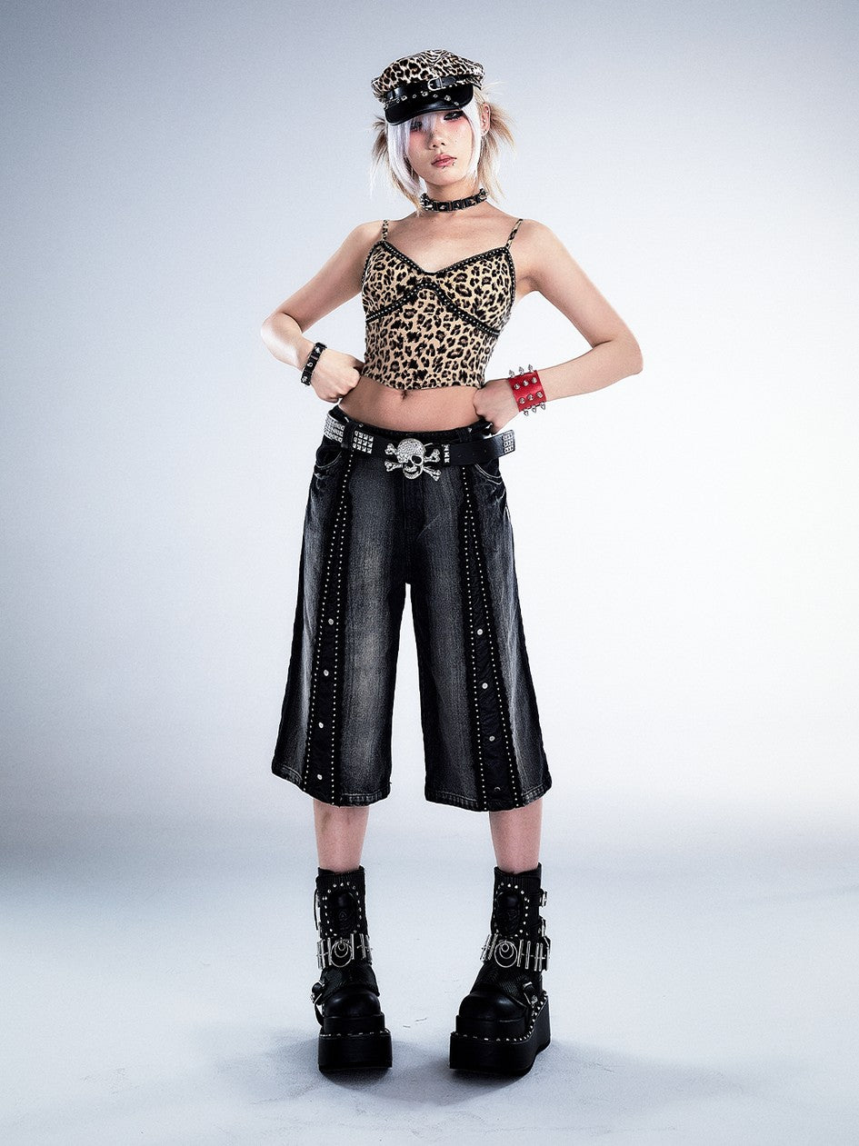 Frustration Garden Leopard Print Studded 3d Embellished Padded Women&