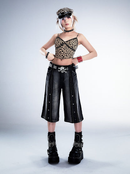 Frustration Garden Leopard Print Studded 3d Embellished Padded Women&