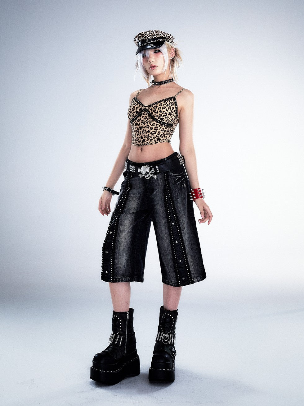 Frustration Garden Leopard Print Studded 3d Embellished Padded Women&