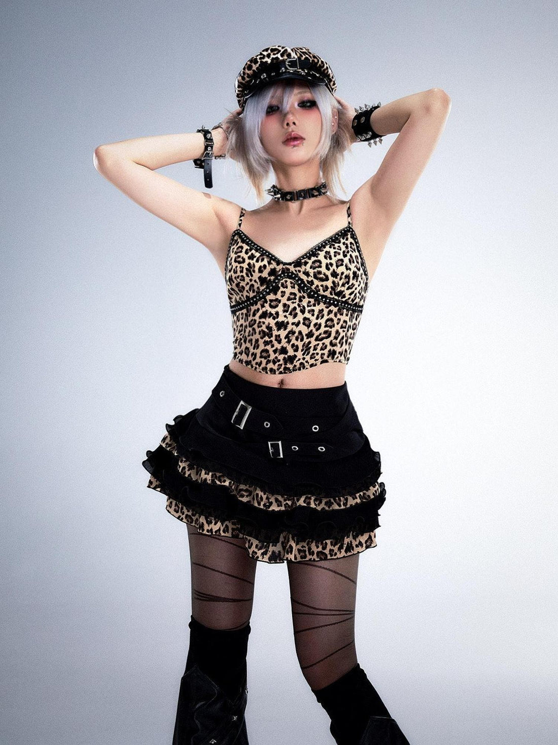 Frustration Garden Leopard Print Studded 3d Embellished Padded Women&
