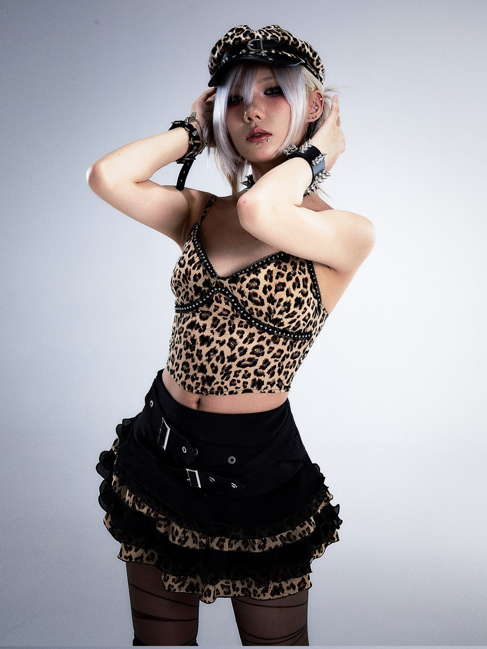 Frustration Garden Leopard Print Studded 3d Embellished Padded Women&