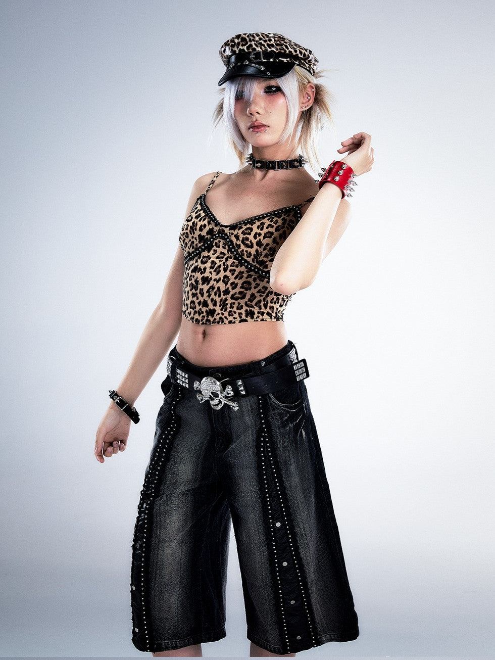 Frustration Garden Leopard Print Studded 3d Embellished Padded Women&