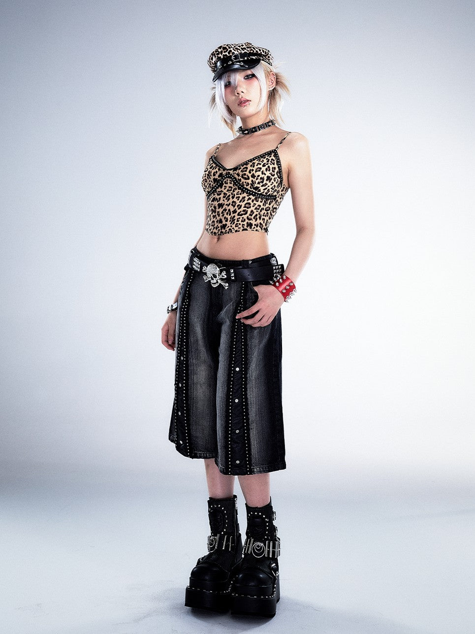 Frustration Garden Leopard Print Studded 3d Embellished Padded Women&
