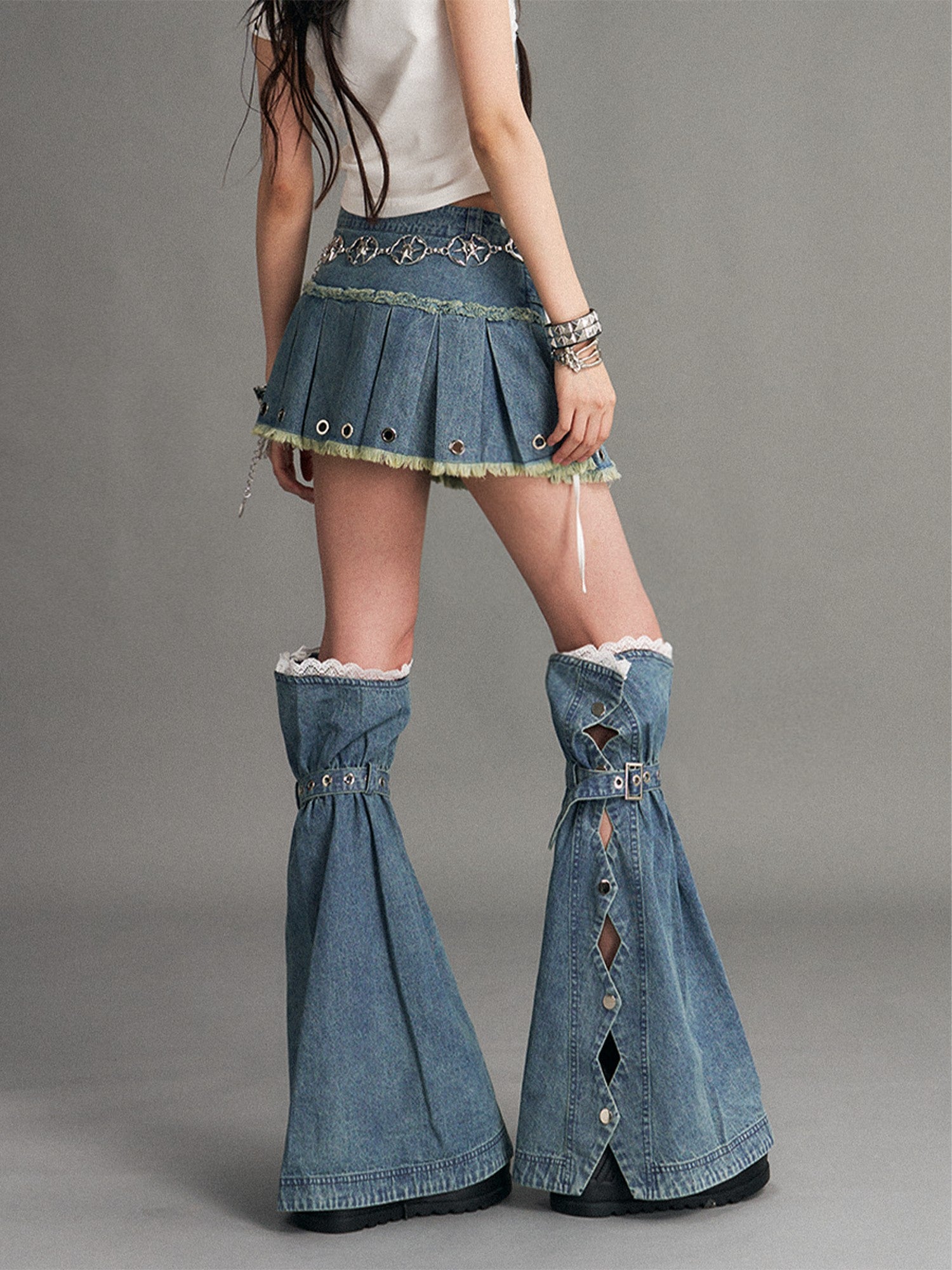 Frustration Garden Light Flared Lace Trim Punk Women&