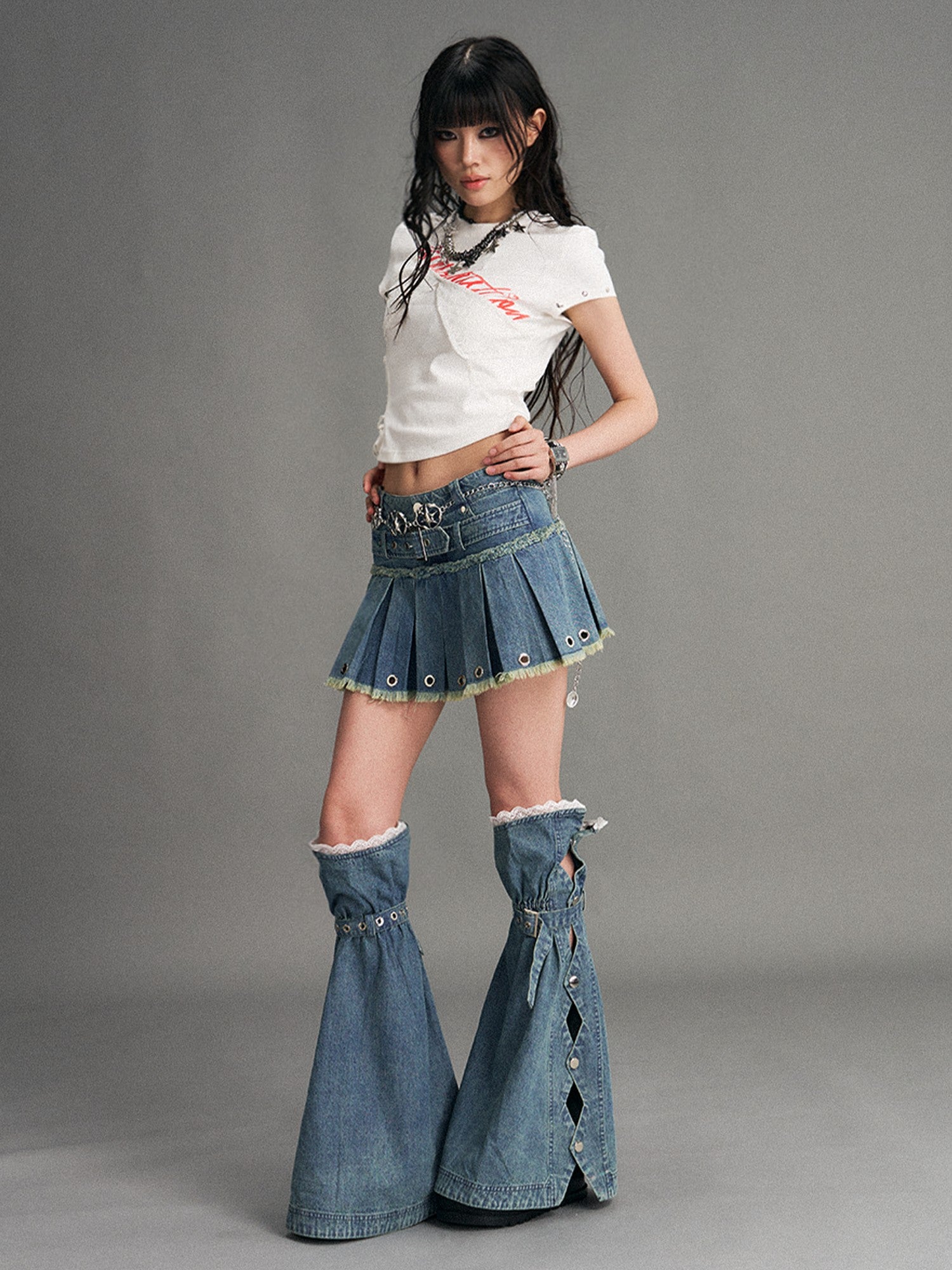 Frustration Garden Light Flared Lace Trim Punk Women&