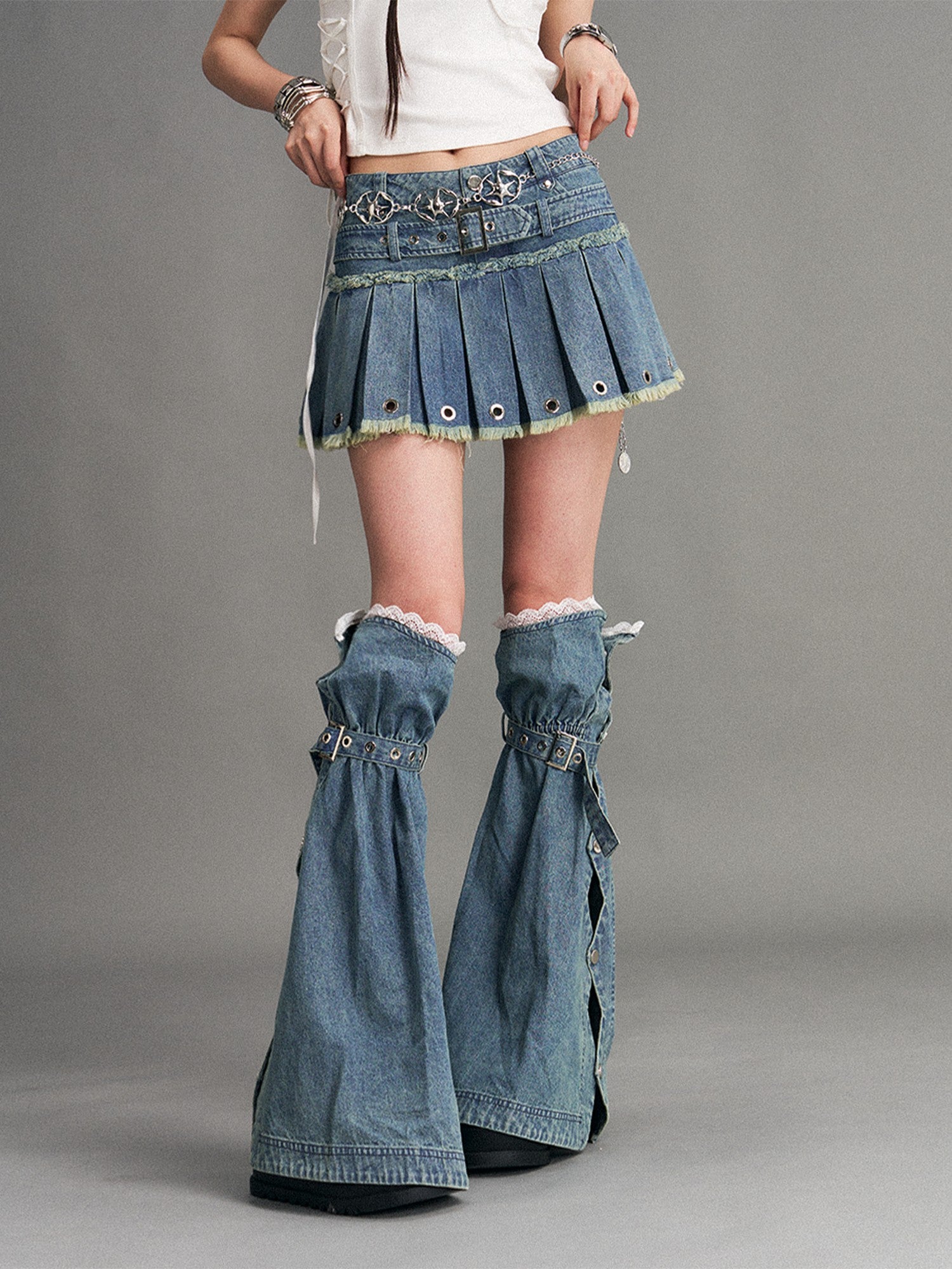 Frustration Garden Light Flared Lace Trim Punk Women&