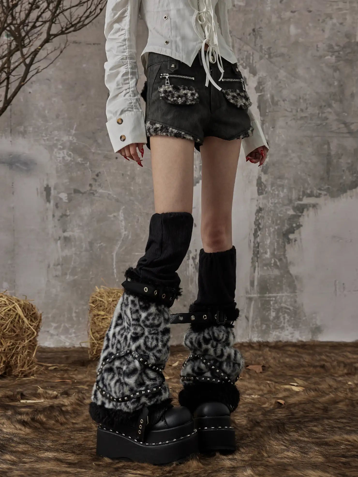 Frustration Garden Light Punk Leopard Leg Warmers