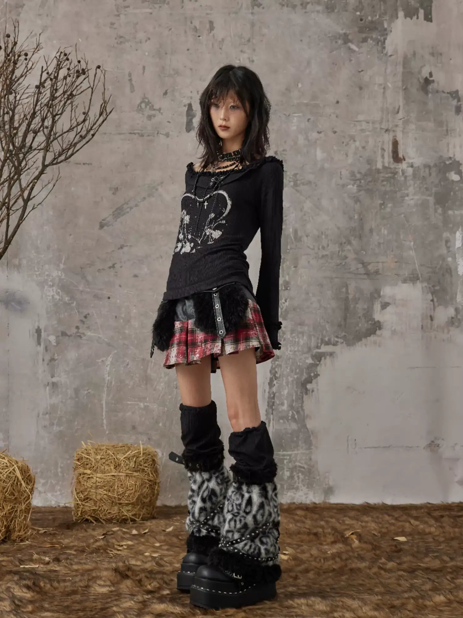 Frustration Garden Light Punk Leopard Leg Warmers