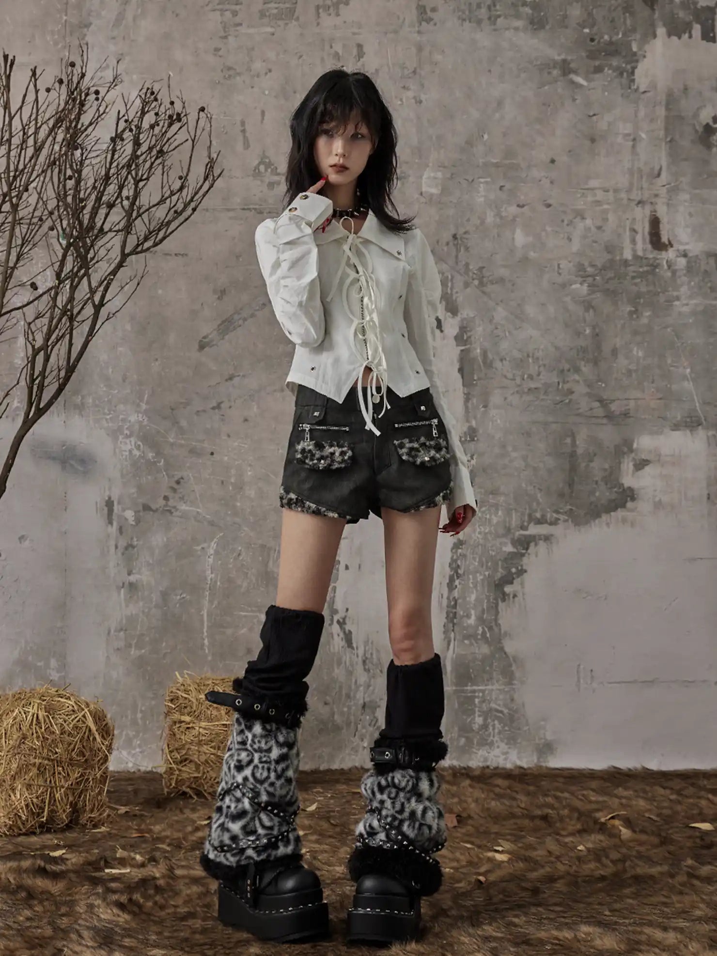 Frustration Garden Light Punk Leopard Leg Warmers