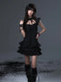 Frustration Garden Neo Chinese Punk Hollow Out Layered Mini Cake V-neck Dress