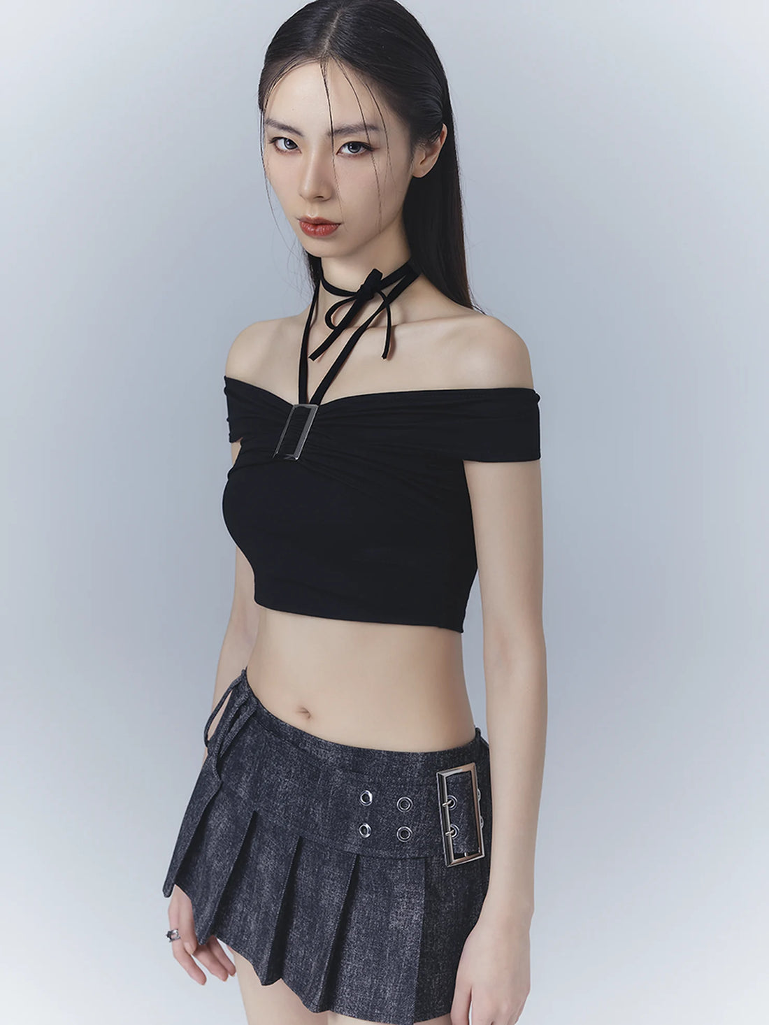 Frustration Garden One Shoulder Ribbed Crop Top