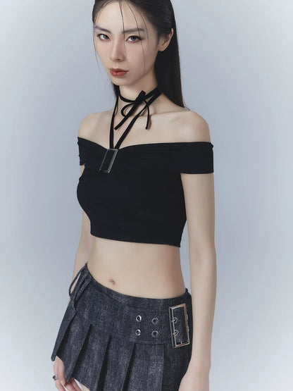 Frustration Garden One Shoulder Ribbed Crop Top