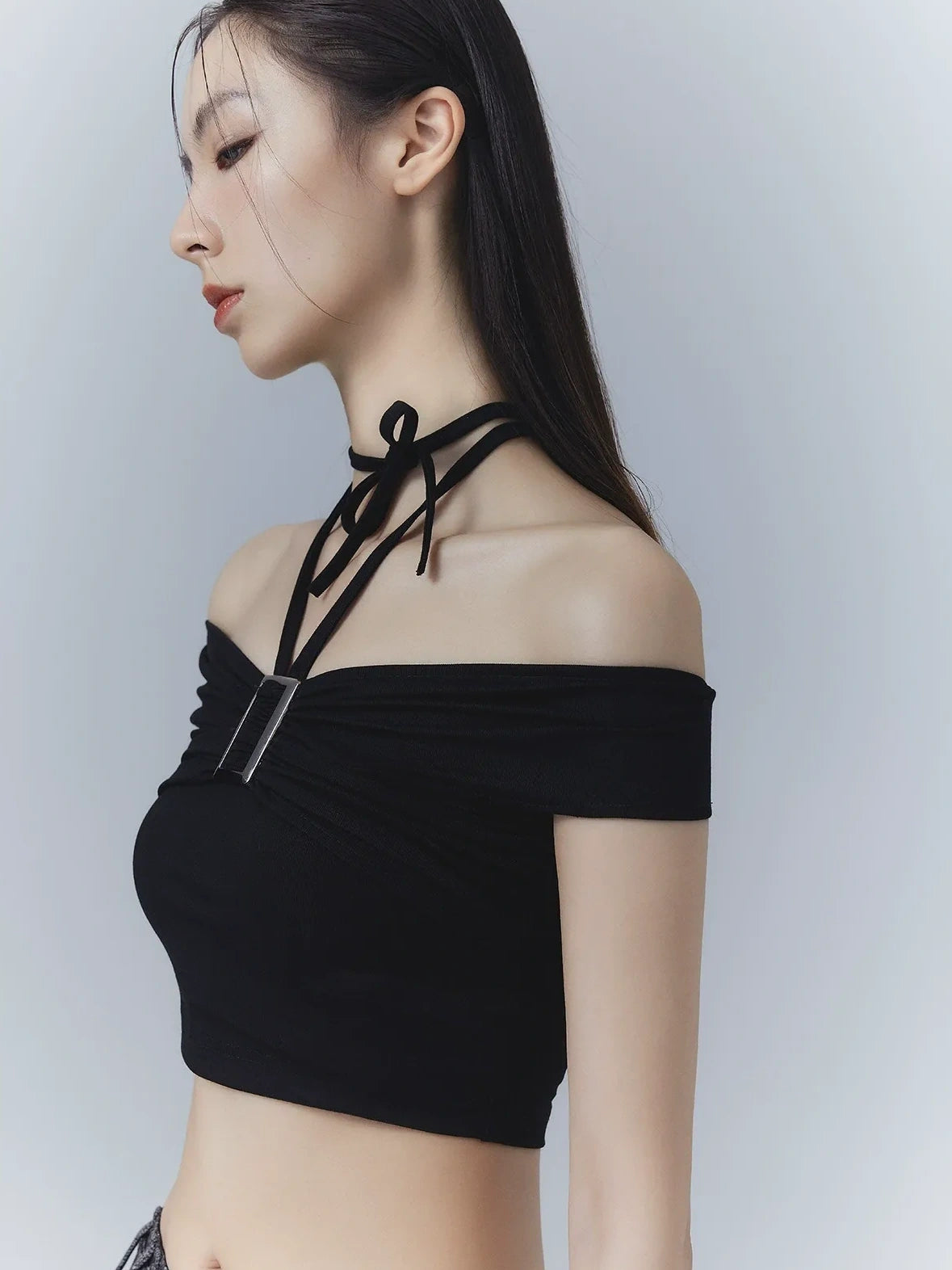Frustration Garden One Shoulder Ribbed Crop Top