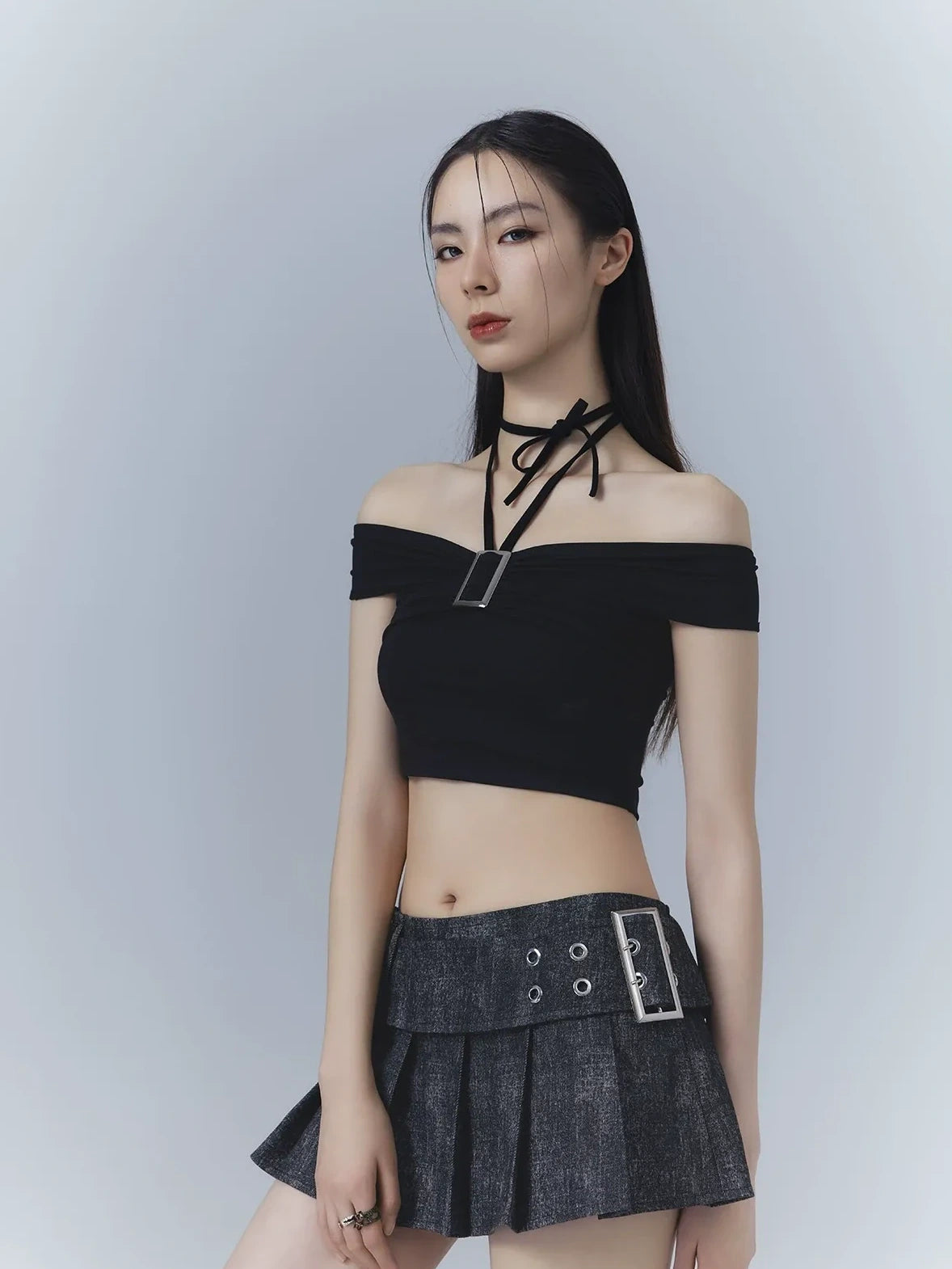 Frustration Garden One Shoulder Ribbed Crop Top