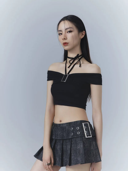 Frustration Garden One Shoulder Ribbed Crop Top