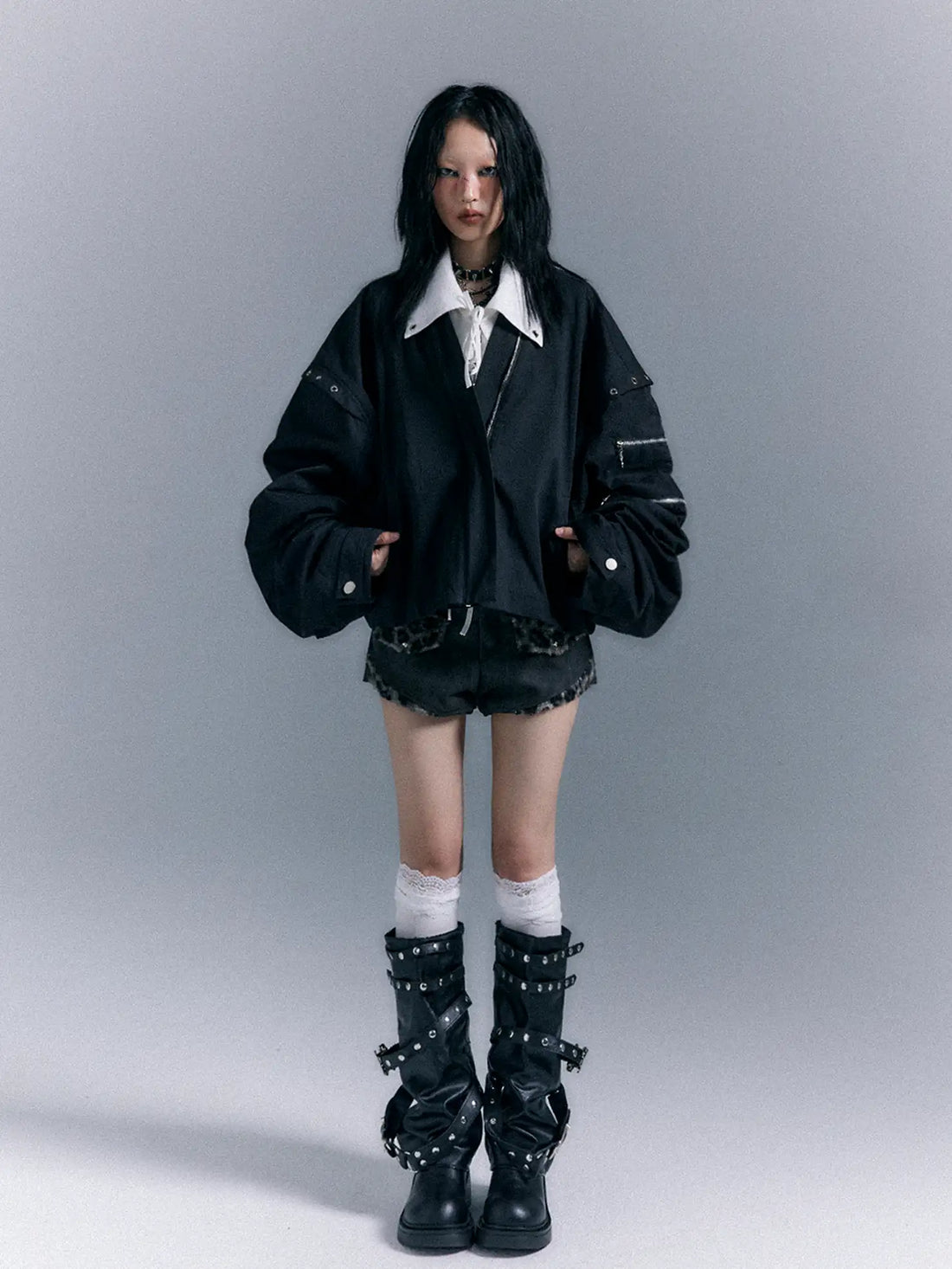 Frustration Garden Oversized Punk Aviator Jacket