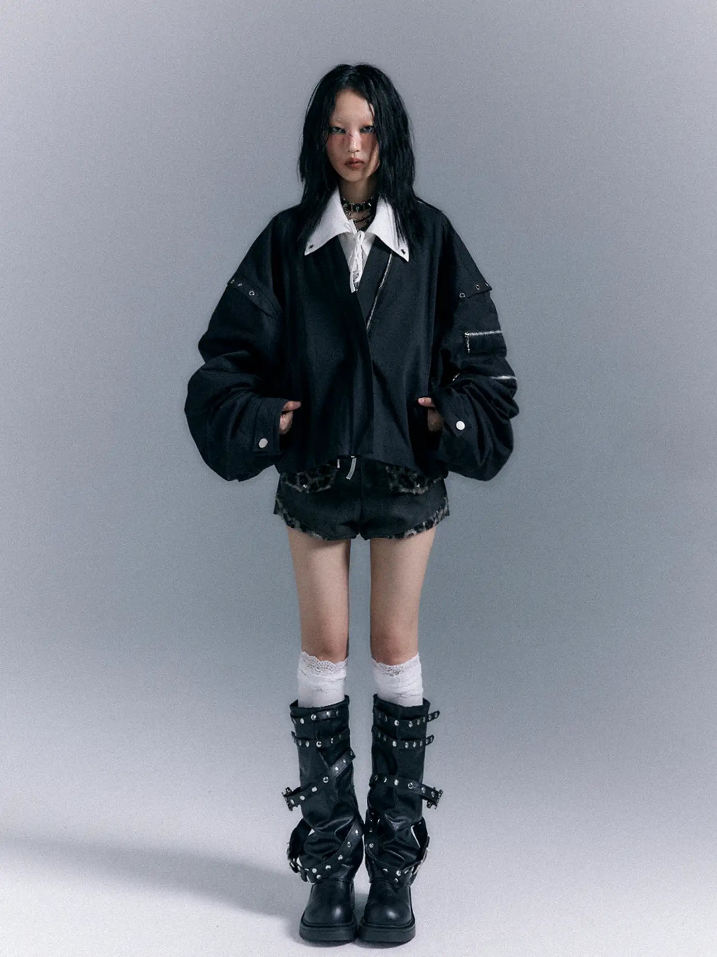 Frustration Garden Oversized Punk Aviator Jacket