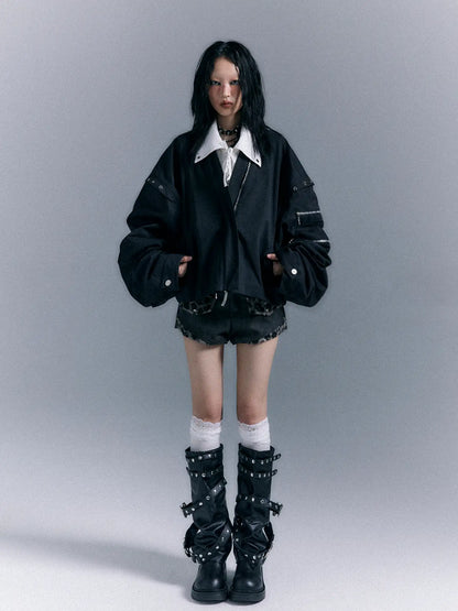 Frustration Garden Oversized Punk Aviator Jacket