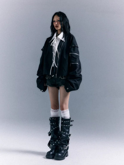 Frustration Garden Oversized Punk Aviator Jacket