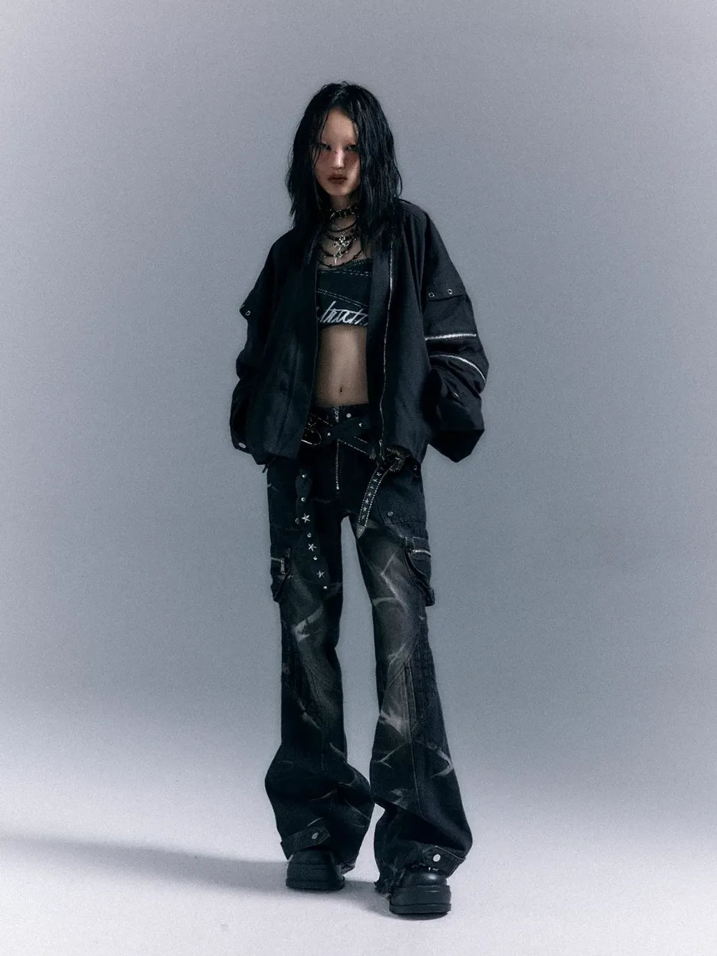 Frustration Garden Oversized Punk Aviator Jacket