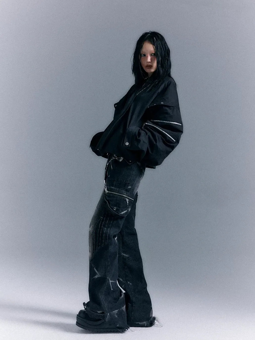 Frustration Garden Oversized Punk Aviator Jacket